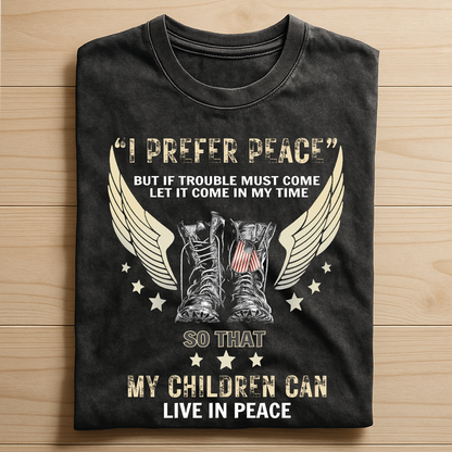 Vintage “I Prefer Peace” Patriotic Military Unisex T-Shirt, Military Inspired Graphic Tee