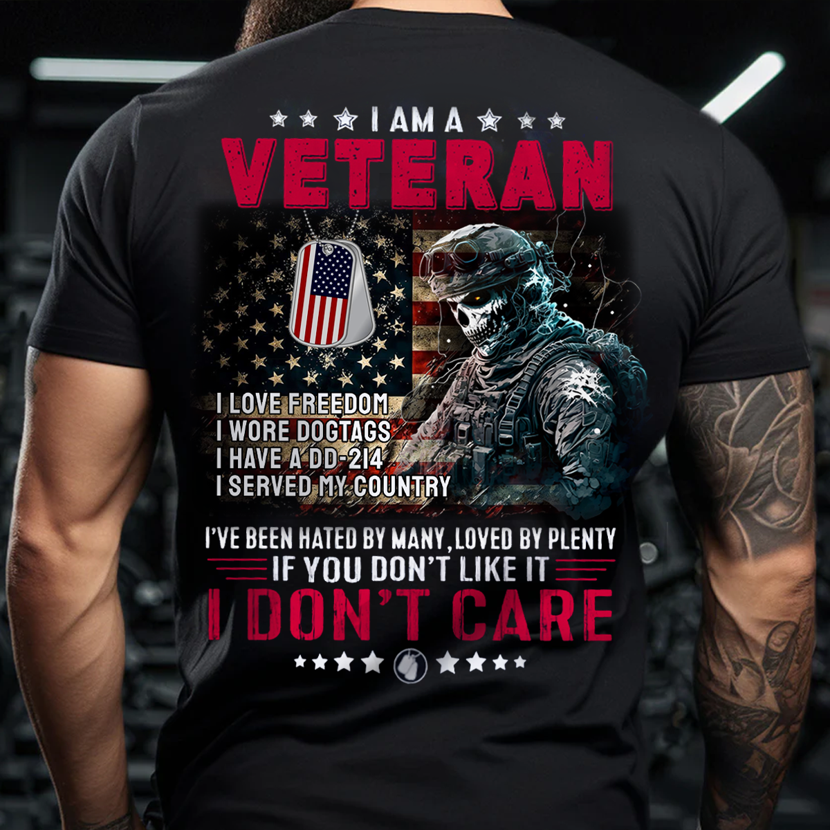 I Am a Veteran Tee – DD-214 Holder – I Don’t Care American Military Shirt