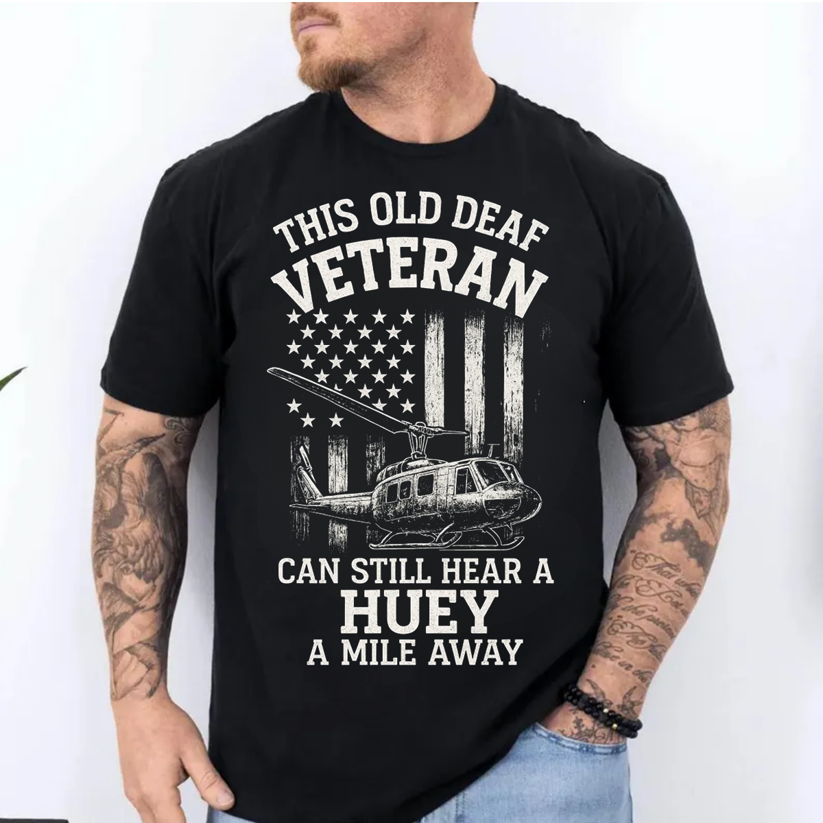 This Old Deaf Veteran Shirt, Military Huey Quote Tee, Patriotic Gift for American Soldier