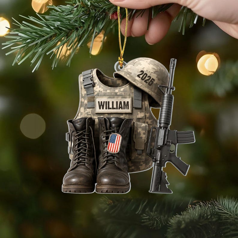 Personalized Military Uniform Ornament, Custom Name Veteran Military Ornament, Military Car Ornament Gift, Military Xmas Gift