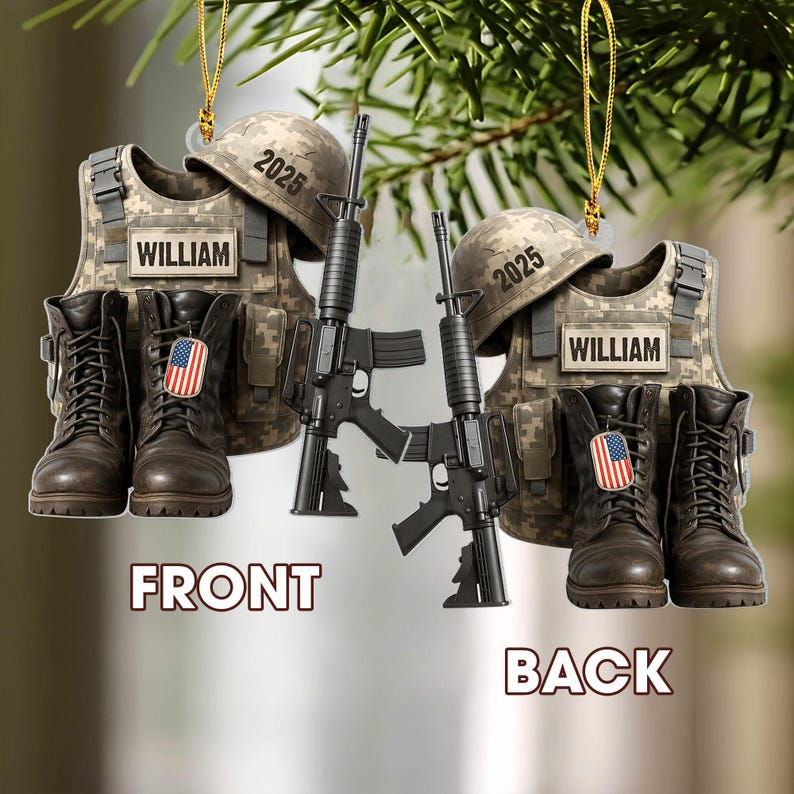 Personalized Military Uniform Ornament, Custom Name Veteran Military Ornament, Military Car Ornament Gift, Military Xmas Gift