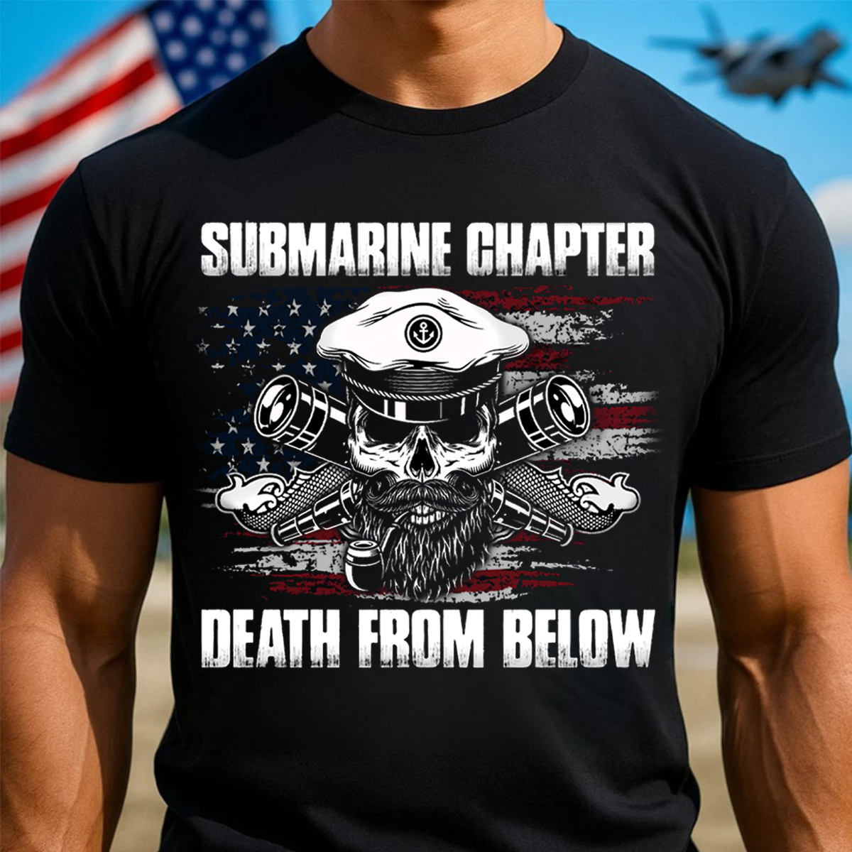 Submarine Veteran Skull T-Shirt – Death From Below Navy Military Chapter Tee