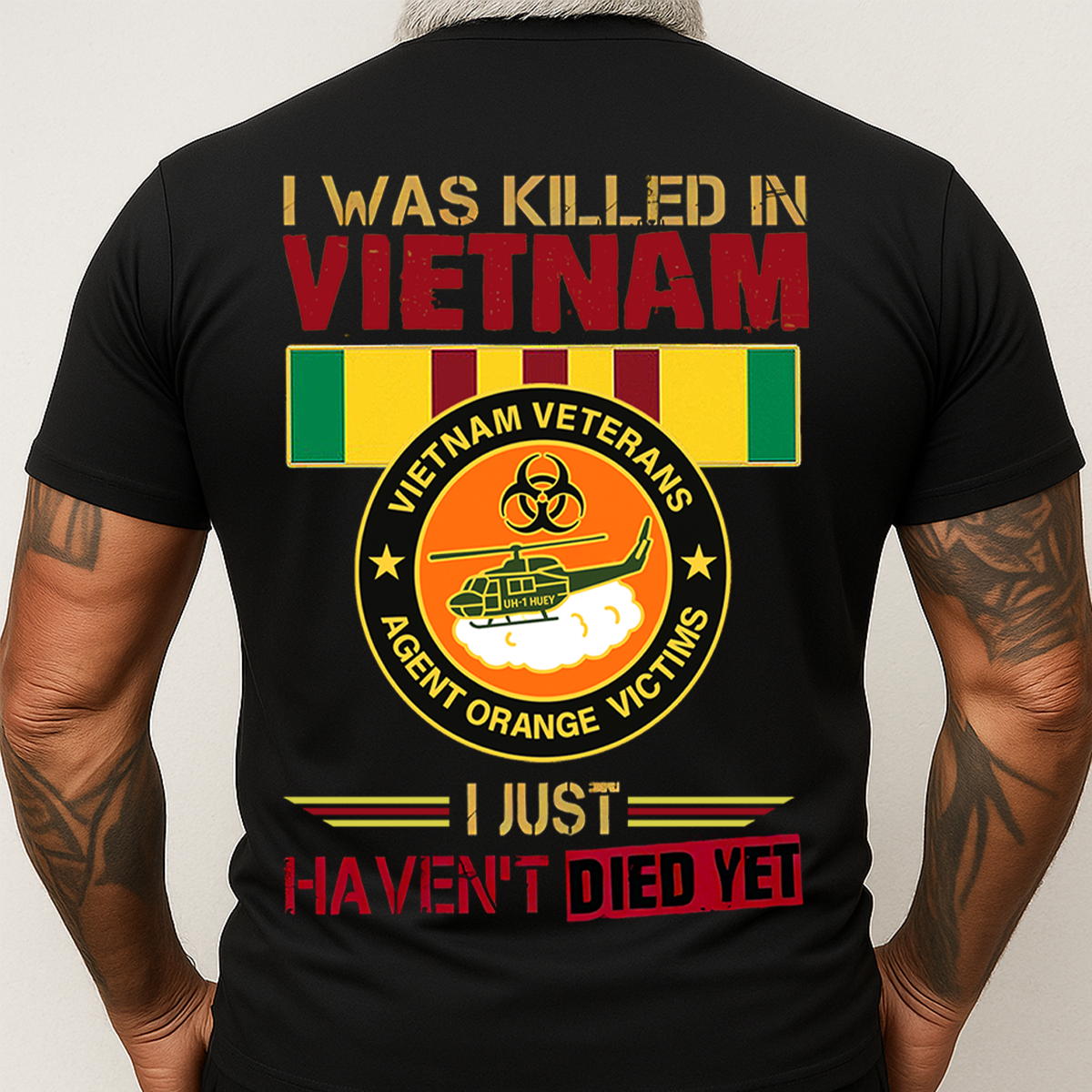 Vietnam Veteran "I Was Killed in Vietnam" Agent Orange Victims T-Shirt – UH-1 Huey Helicopter Military Tee, Gift for Him