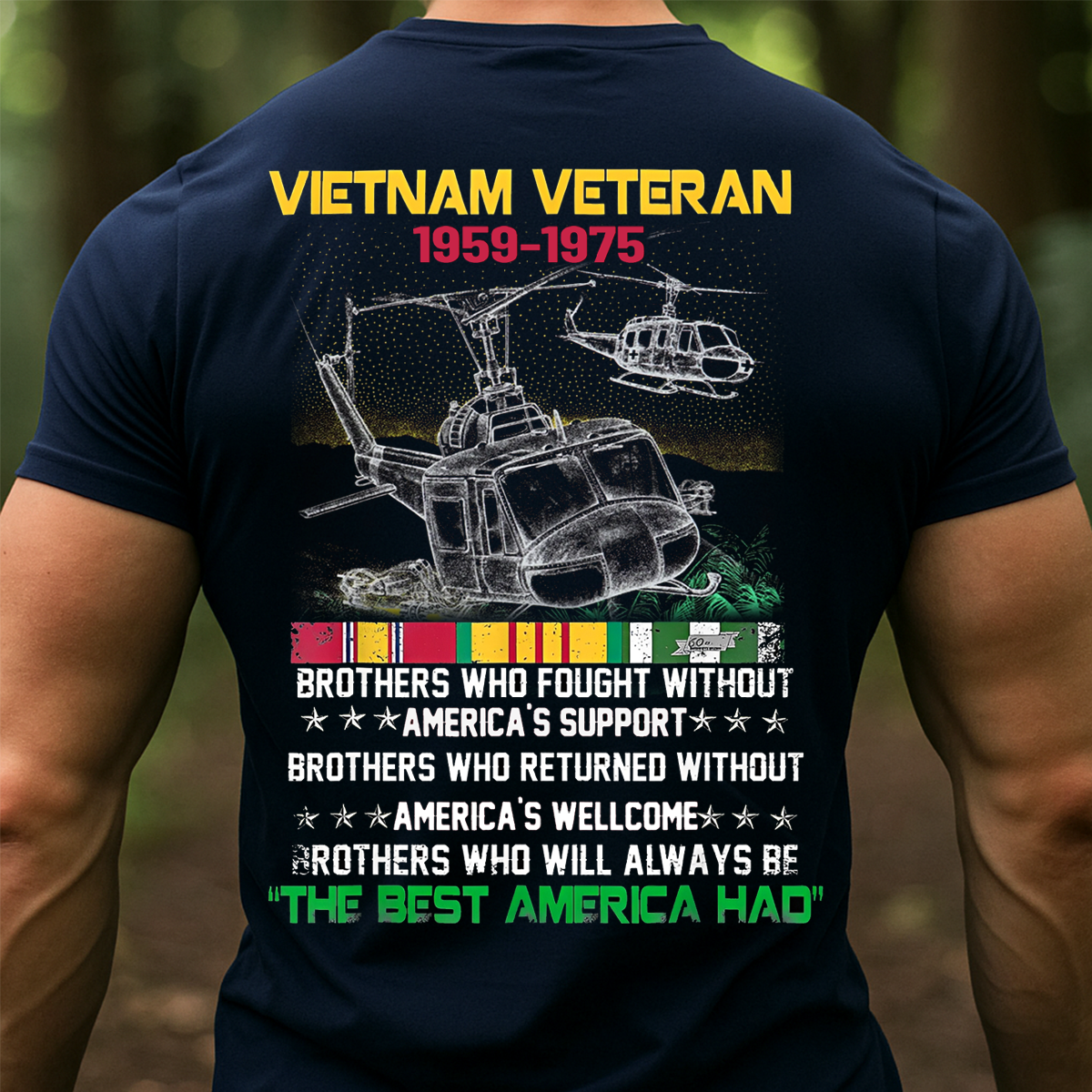 Vietnam Veteran The Best America Had Tee, 1959-1975 Army Military Tribute UH-1 Huey Helicopter Shirt