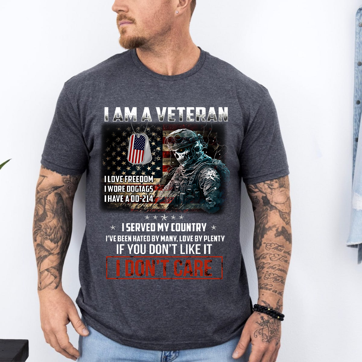 I Am a Veteran Shirt – I Served My Country I Don’t Care Tee – DD-214 Military Gift