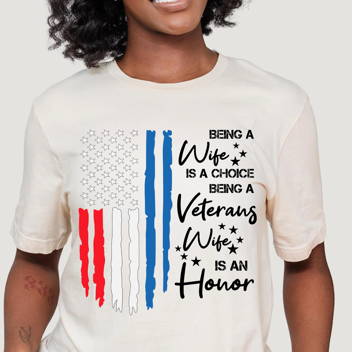 Being a Veterans Wife is an Honor T-Shirt – Patriotic American Flag Military Spouse Tee