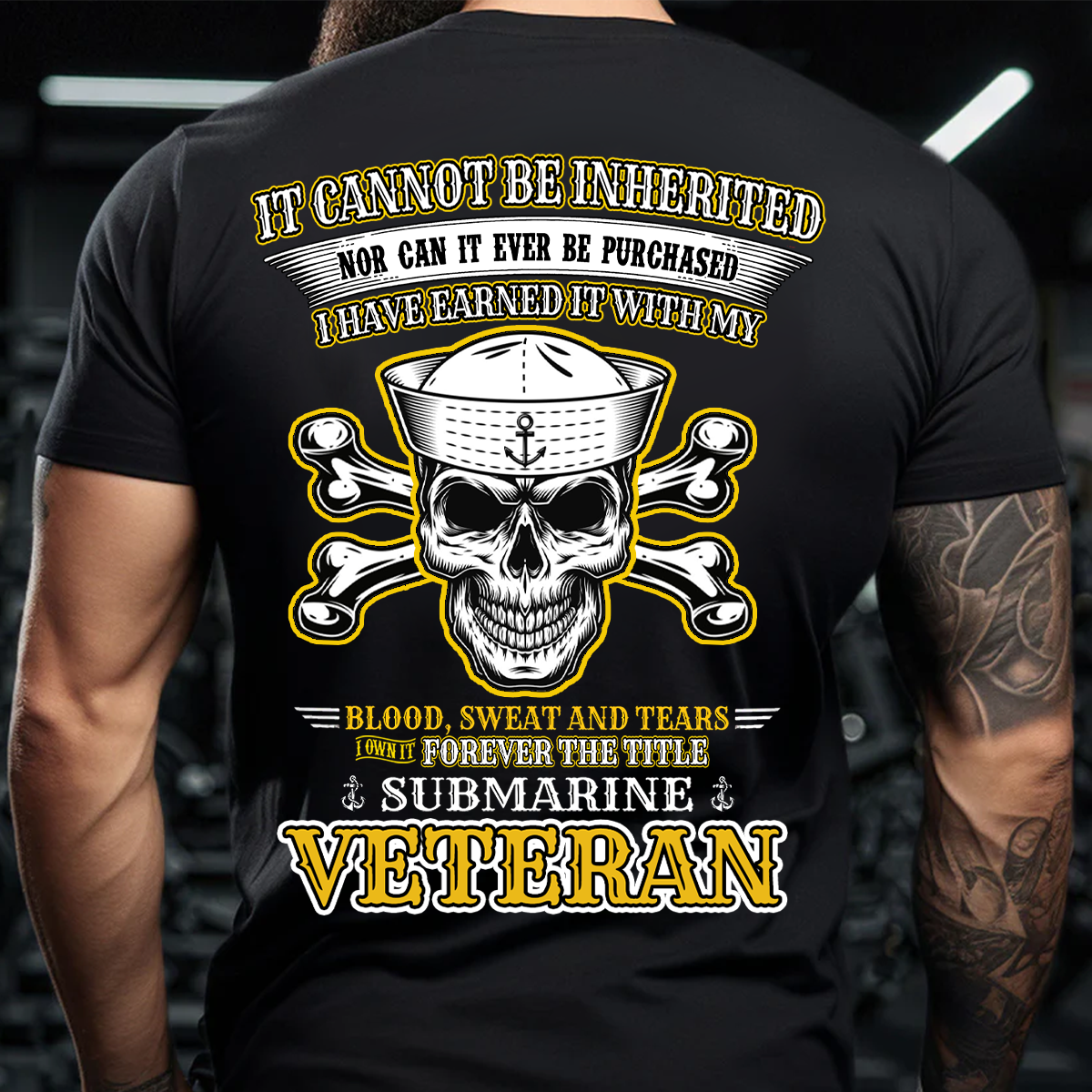 Submarine Veteran T-Shirt – 'It Cannot Be Inherited, Nor Can It Ever Be Purchased' Navy Military Skull Tee
