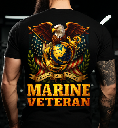Marine Veteran T-shirt – United We Stand, a special tribute gift for Dad and Grandpa who proudly served in the Marine Corps