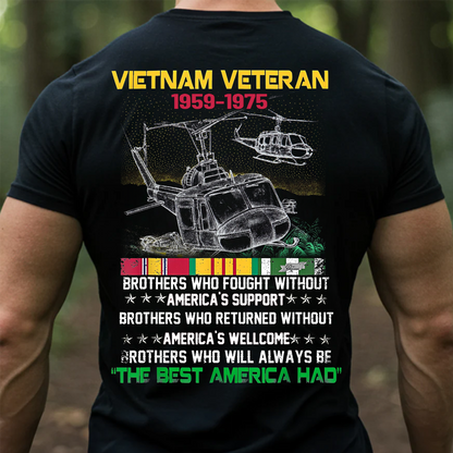 Vietnam Veteran The Best America Had Tee, 1959-1975 Army Military Tribute UH-1 Huey Helicopter Shirt