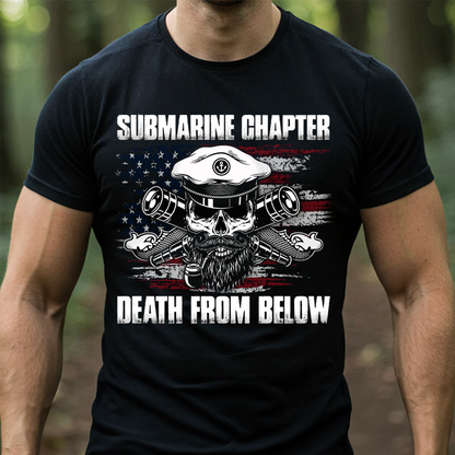 Submarine Veteran Skull T-Shirt – Death From Below Navy Military Chapter Tee