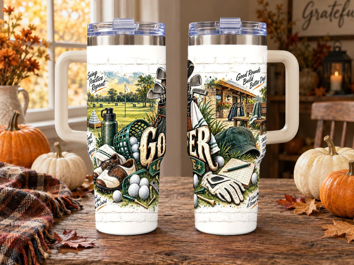 Golf Gear Collage 40 oz Tumbler with Handle and Straw