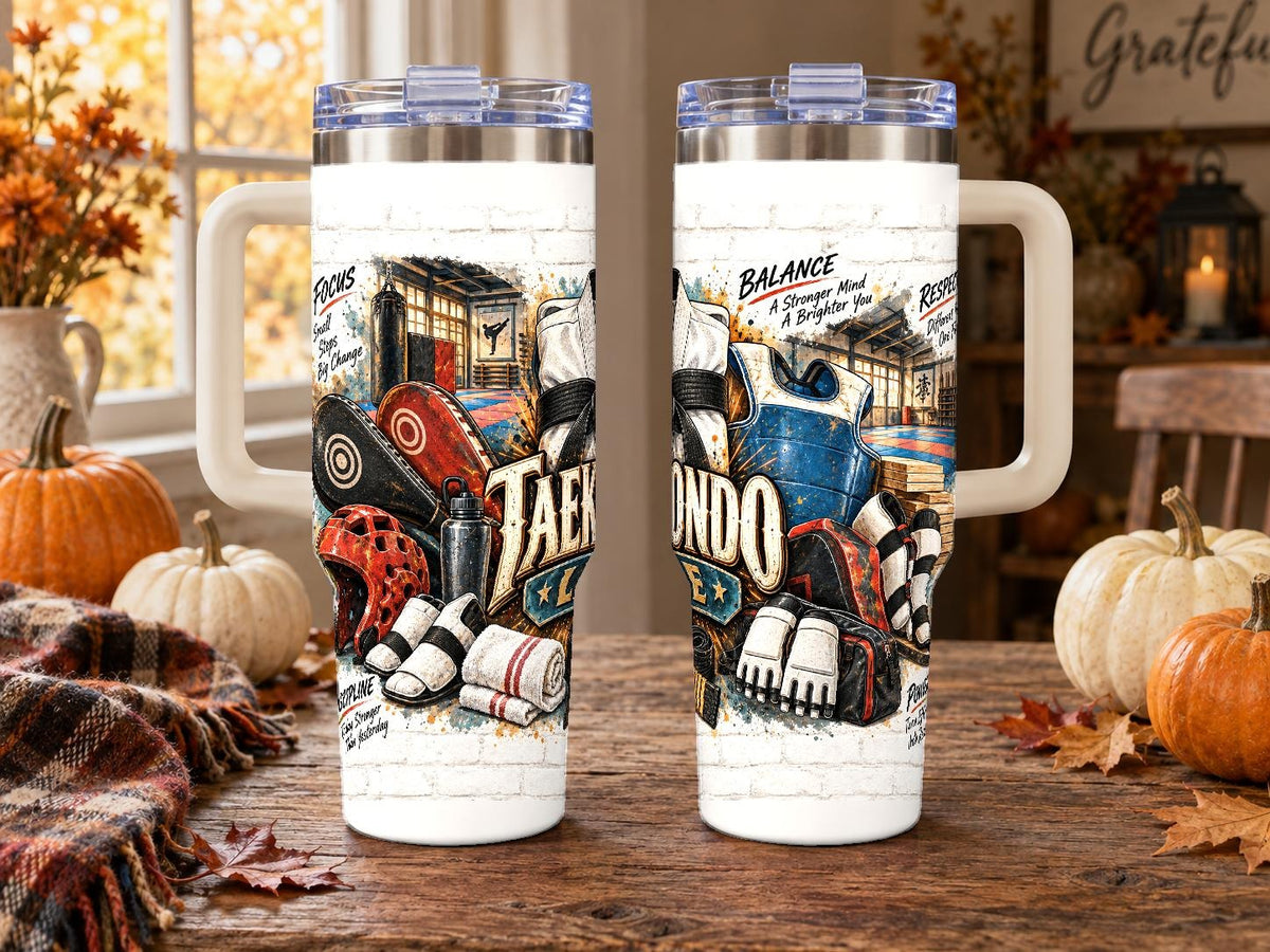 Taekwondo Training Gear Collage 40 oz Tumbler with Straw