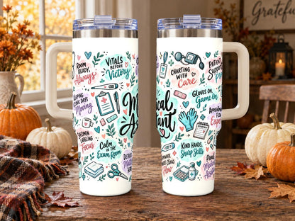 Medical Assistant 40 oz Tumbler, Pastel Healthcare Pride Design