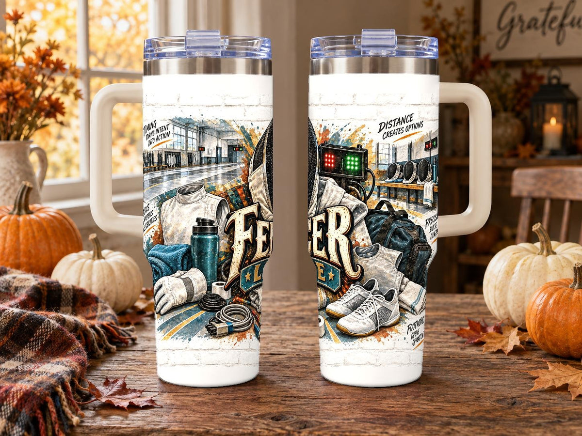 Fencing Training Gear Collage 40 oz Tumbler with Straw