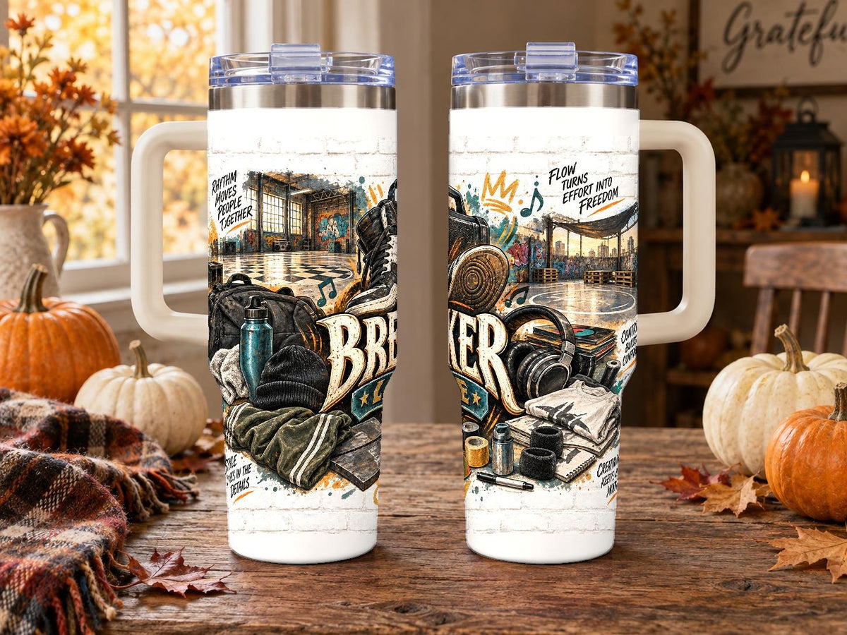 Breaking Dance Gear Collage 40 oz Tumbler with Handle and Straw
