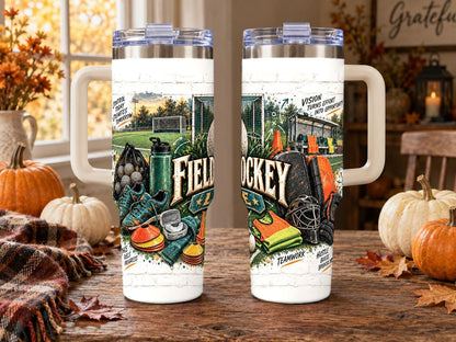 Field Hockey Gear Collage 40 oz Tumbler with Straw