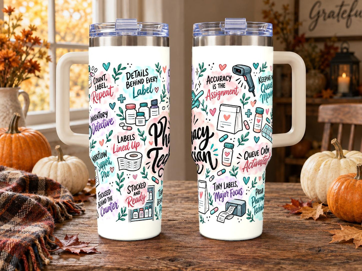 Pharmacy Technician 40 oz Tumbler with Handle and Straw