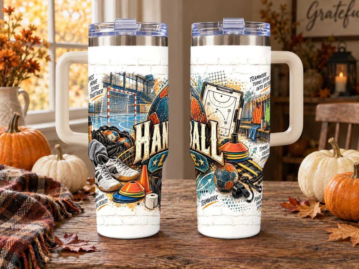 Handball Gear Collage 40 oz Tumbler with Handle and Straw