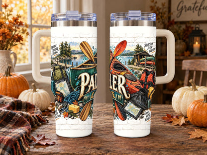 Canoe and Kayak Gear Collage 40 oz Tumbler with Straw