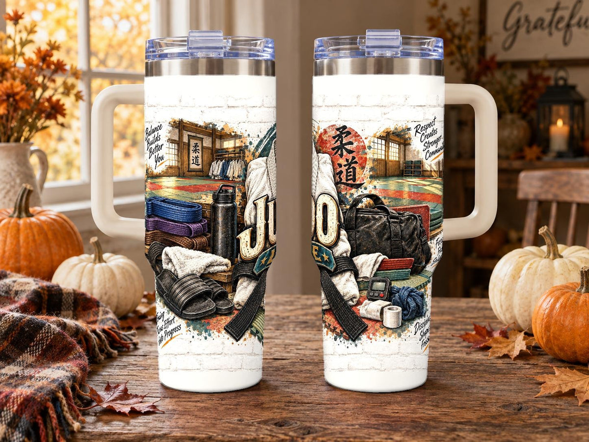 Judo Training Gear Collage 40 oz Tumbler with Handle and Straw