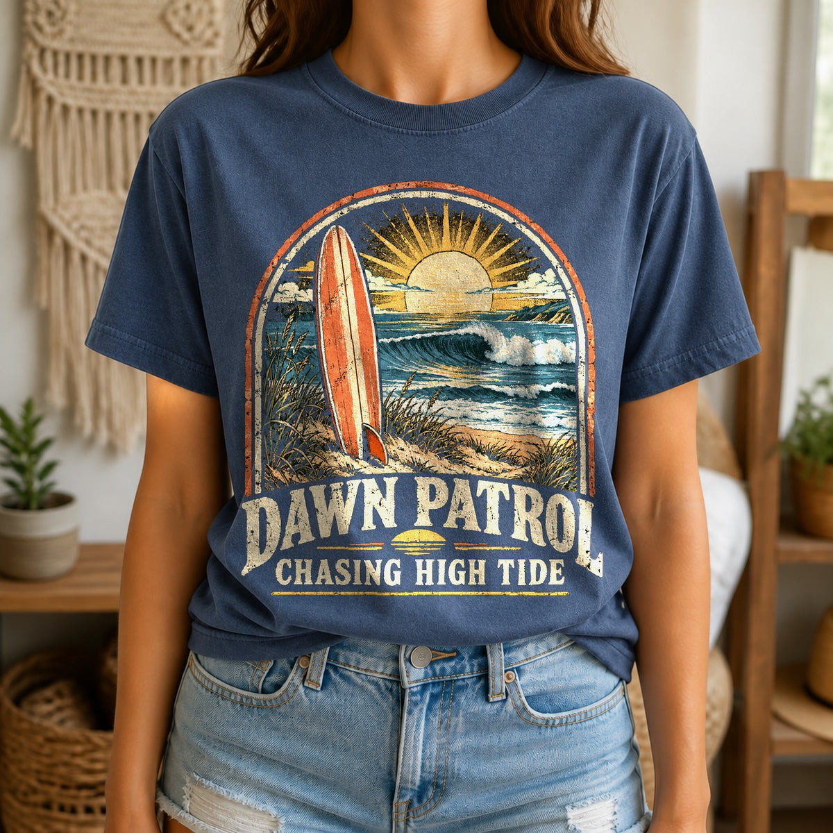 Comfort Colors Dawn Patrol Surf T-Shirt, Coastal Wave Graphic Tee