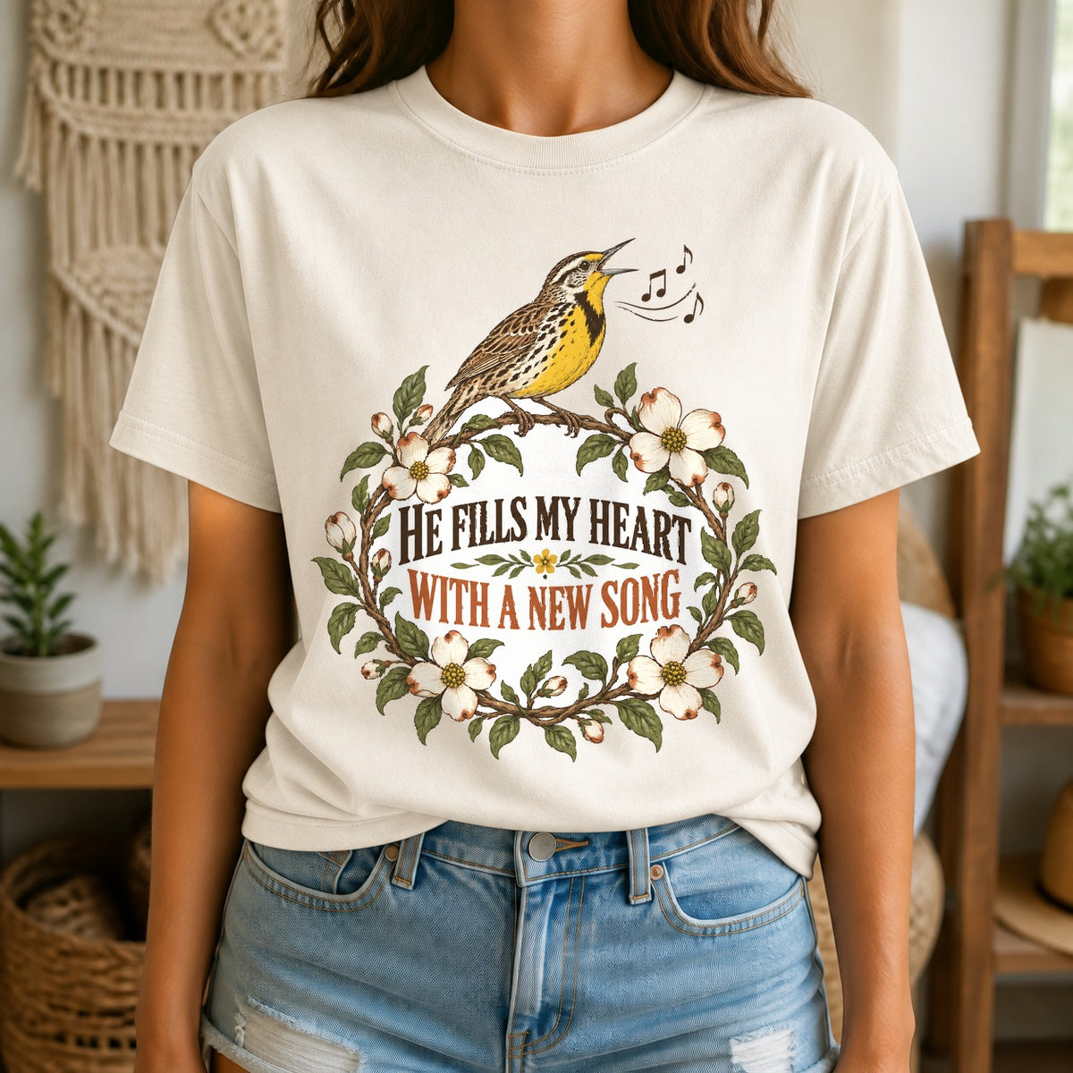 Comfort Colors New Song Meadowlark Christian Faith Graphic T-Shirt