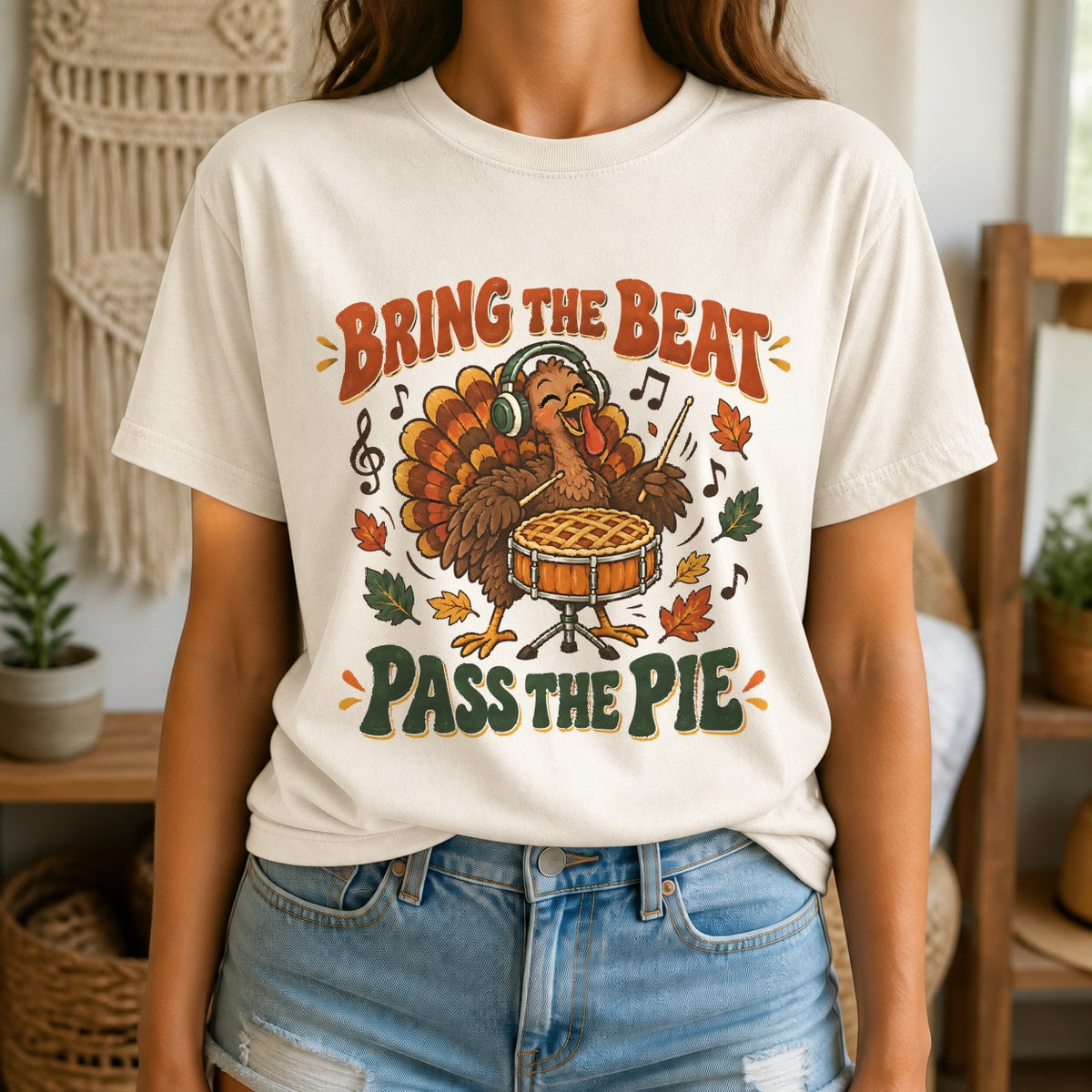 Bring the Beat Pass the Pie Comfort Colors T-Shirt, Thanksgiving Music