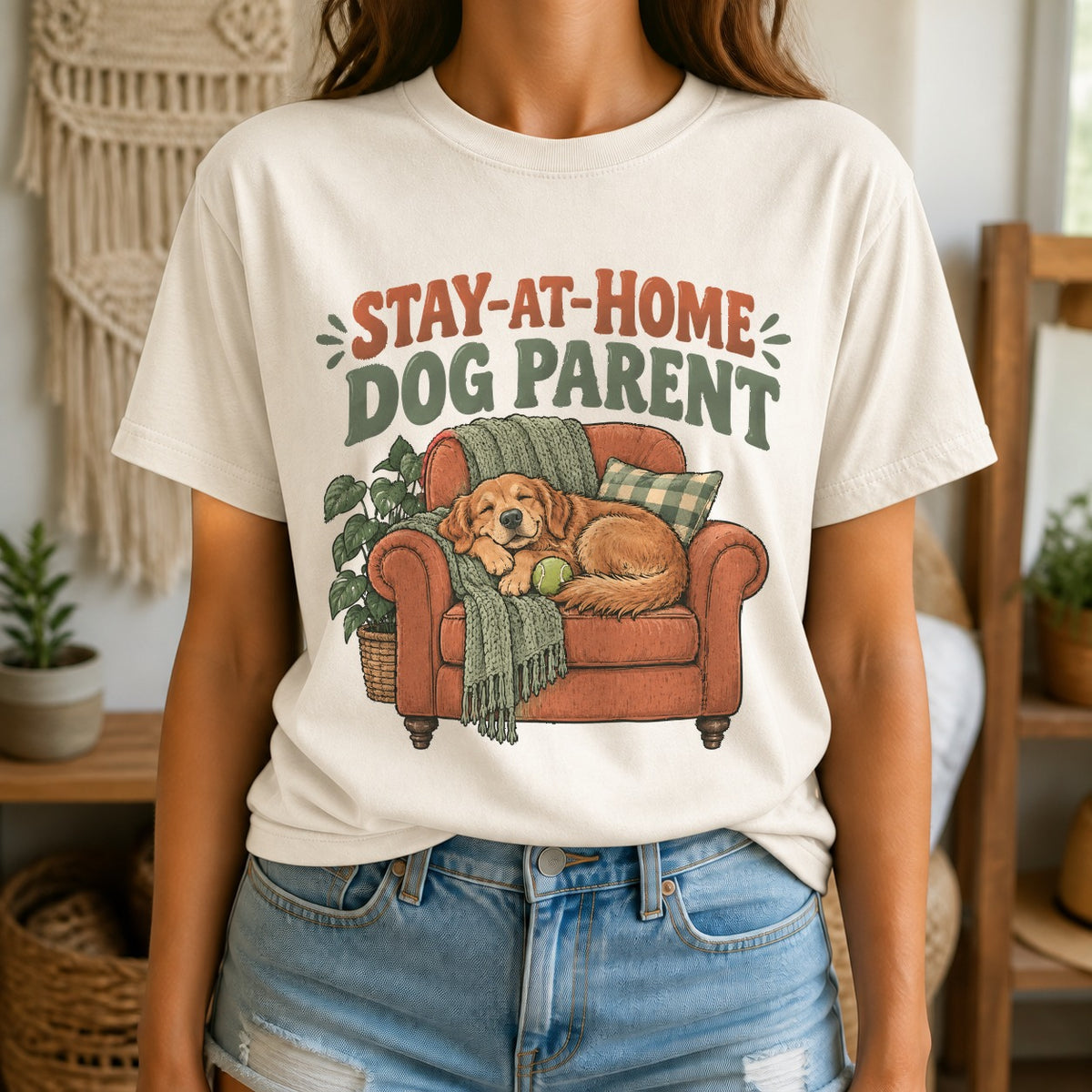 Stay-At-Home Dog Parent Comfort Colors T-Shirt, Ivory Graphic Tee