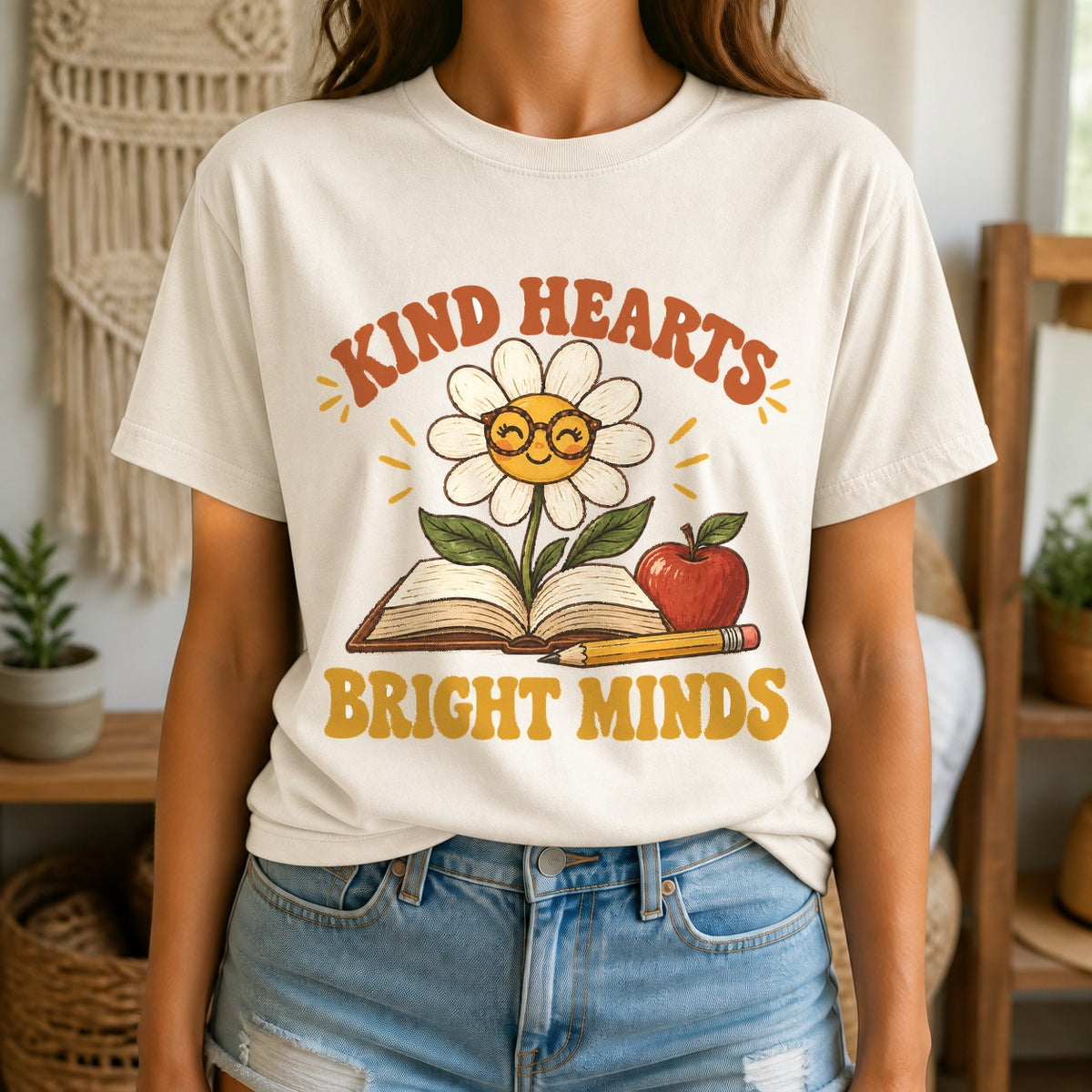 Kind Hearts Bright Minds Comfort Colors T-Shirt, Teacher Graphic Tee