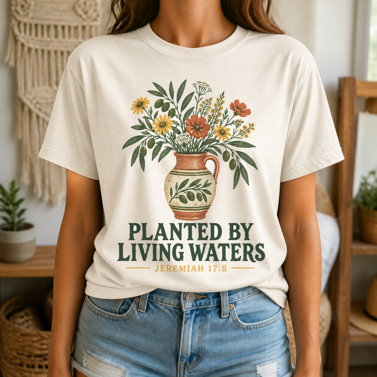 Living Waters Comfort Colors T-Shirt, Wildflower Botanical Graphic