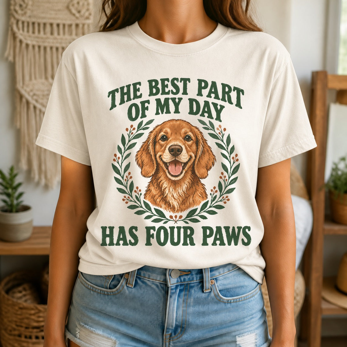 Comfort Colors Dog Lover T-Shirt, Four Paws Graphic Tee