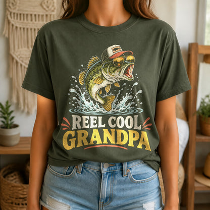 Reel Cool Grandpa Comfort Colors T-Shirt, Bass Fishing Tee