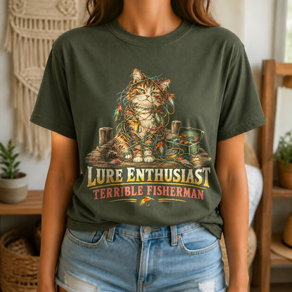 Lure Enthusiast Cat Graphic T-Shirt, Comfort Colors Tee
