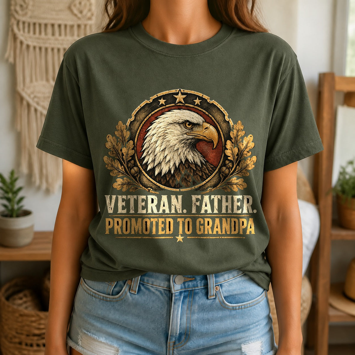 Veteran Promoted to Grandpa Comfort Colors T-Shirt