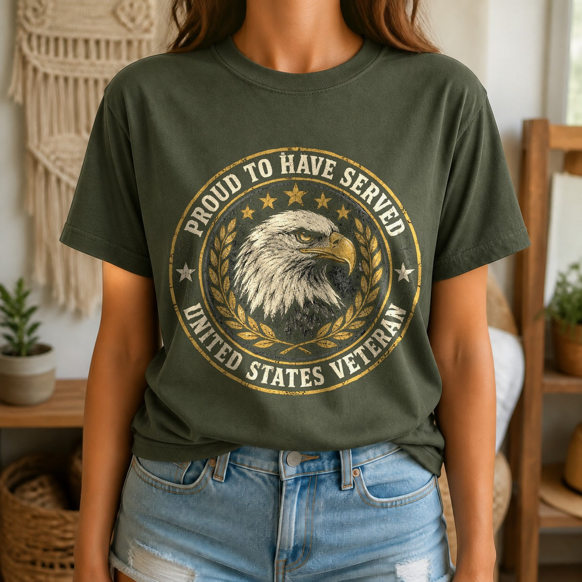 Proud To Have Served Comfort Colors T-Shirt, Military Veteran Moss