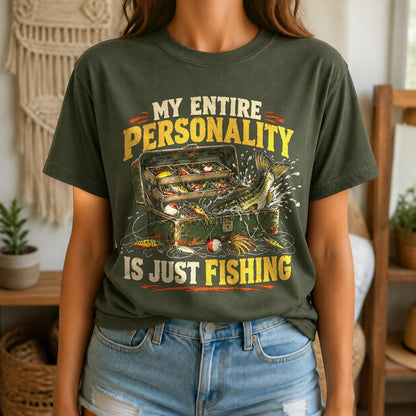 Comfort Colors Fishing Graphic T-Shirt, Tackle Box Humor Tee