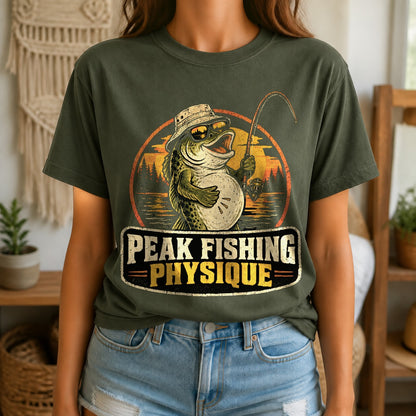Peak Fishing Physique Comfort Colors T-Shirt, Moss Graphic Tee