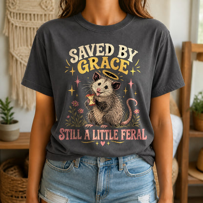 Comfort Colors T-Shirt, Feral Yet Redeemed Opossum Graphic