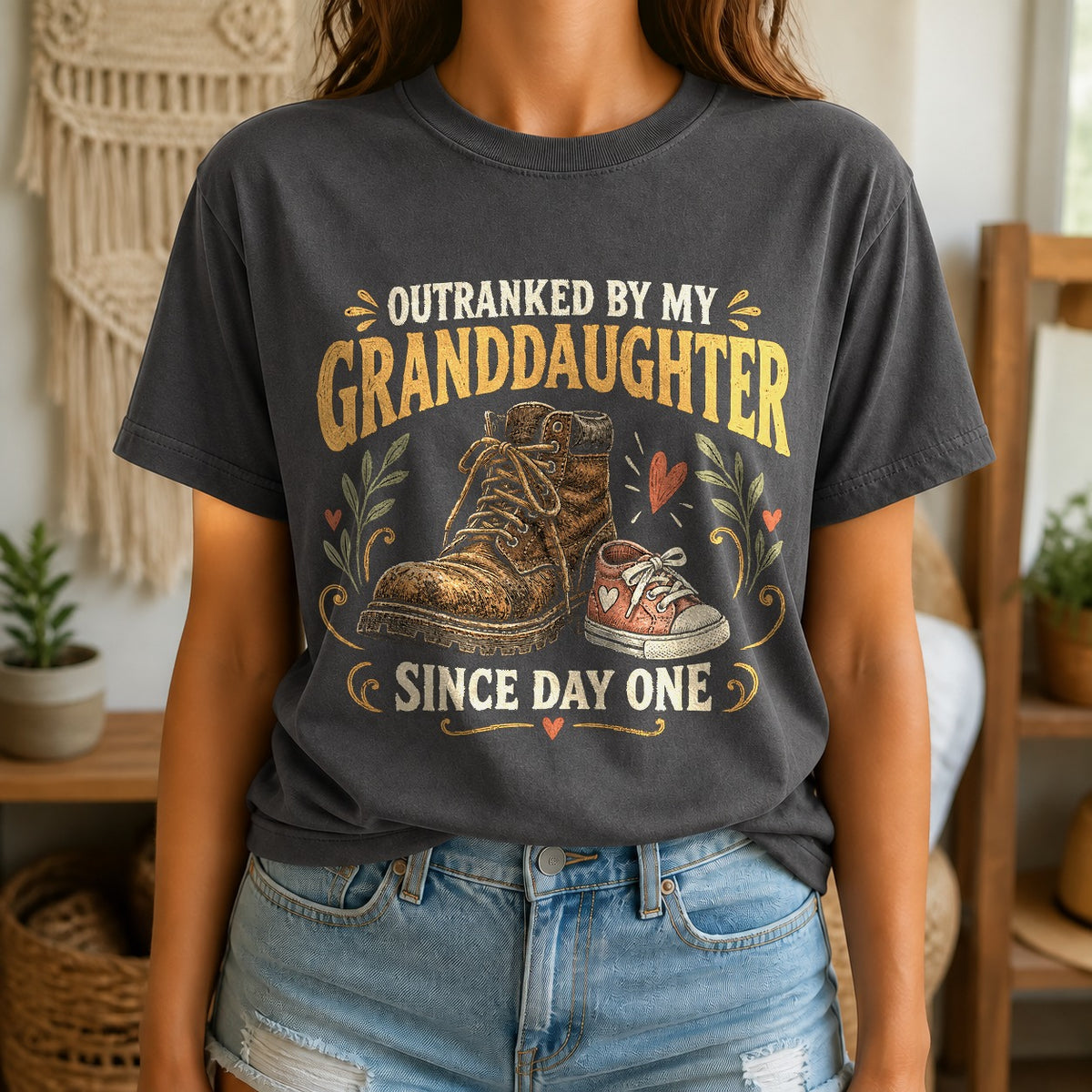 Outranked Grandpa Comfort Colors T-Shirt, Granddaughter Graphic
