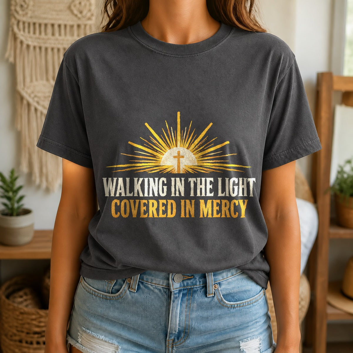 Comfort Colors Walking in the Light Christian Streetwear T-Shirt