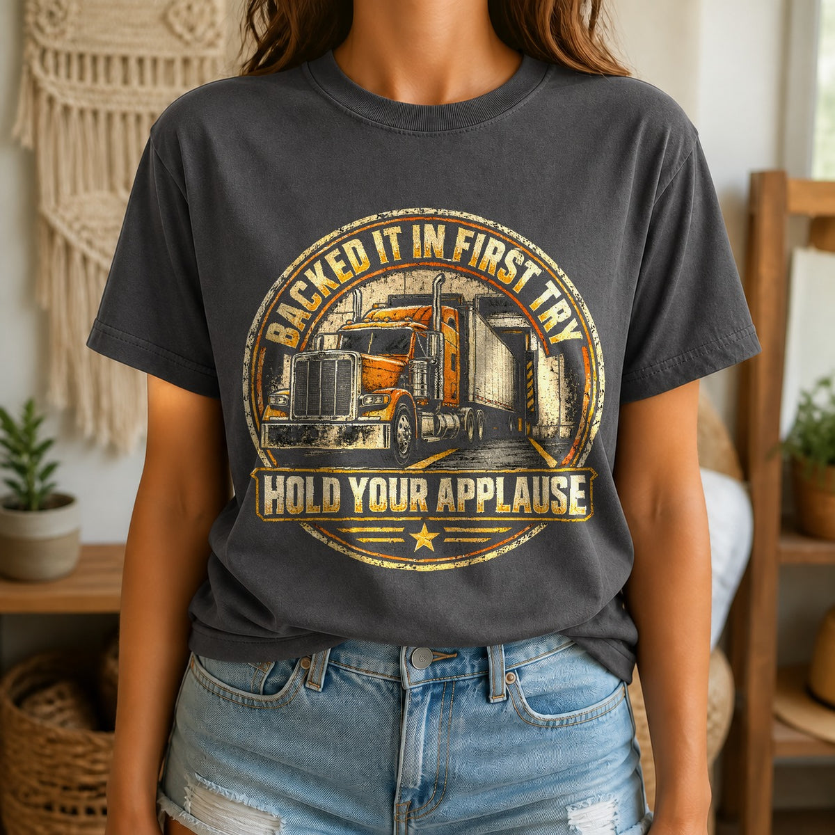 Backing Champion Trucker Comfort Colors T-Shirt, Truck Driving Humor Tee