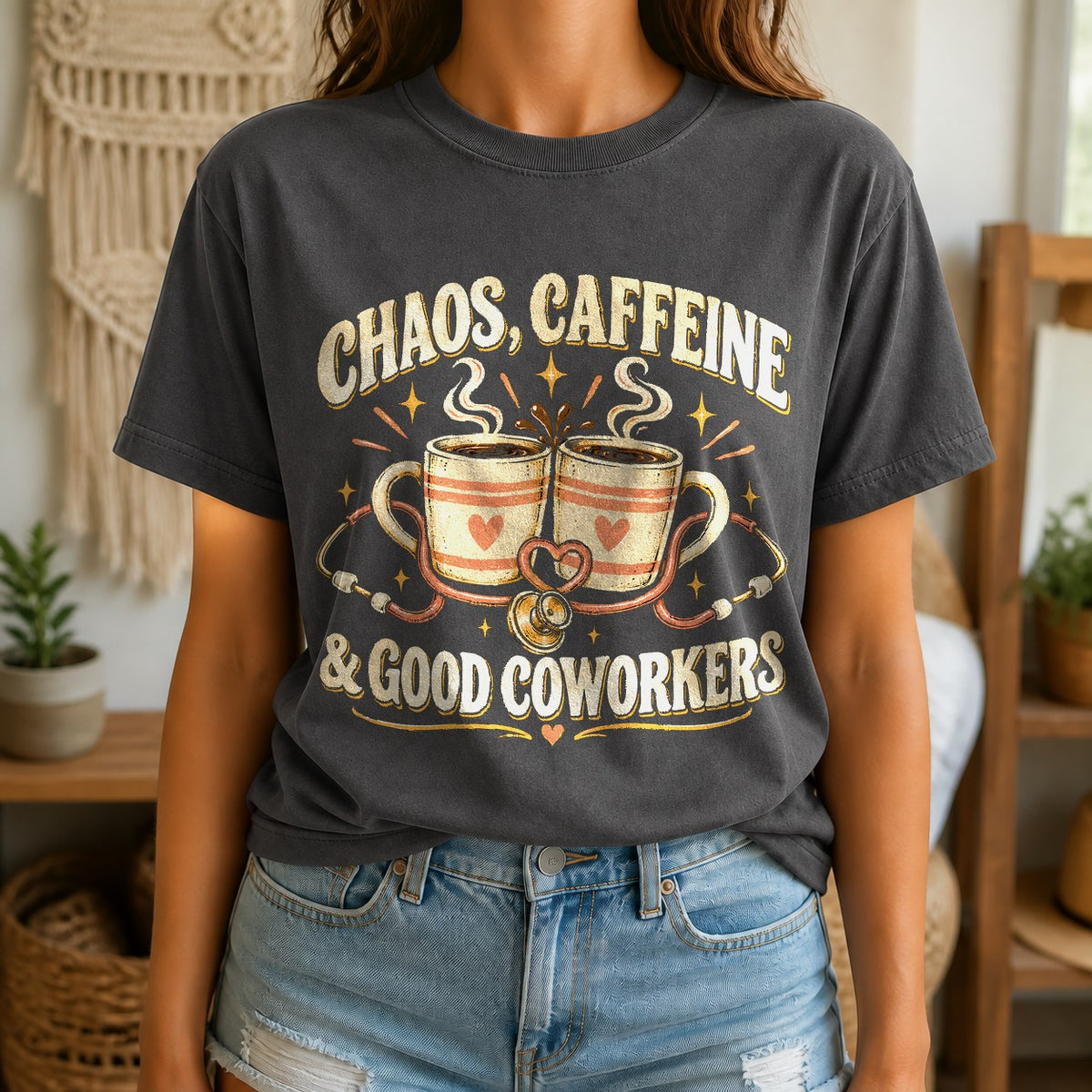 Comfort Colors Graphic T-Shirt, Shift Survival Duo Nurse Coffee Tee