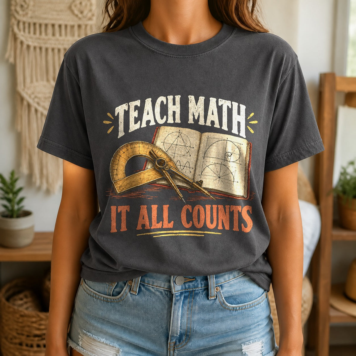 Comfort Colors T-Shirt, It All Counts Math Educator Graphic