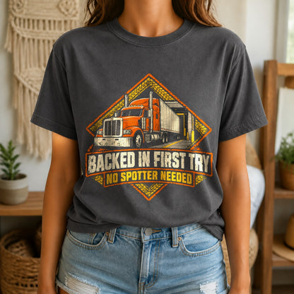 Backing Skill Badge Comfort Colors T-Shirt, Truck Driver Graphic Tee
