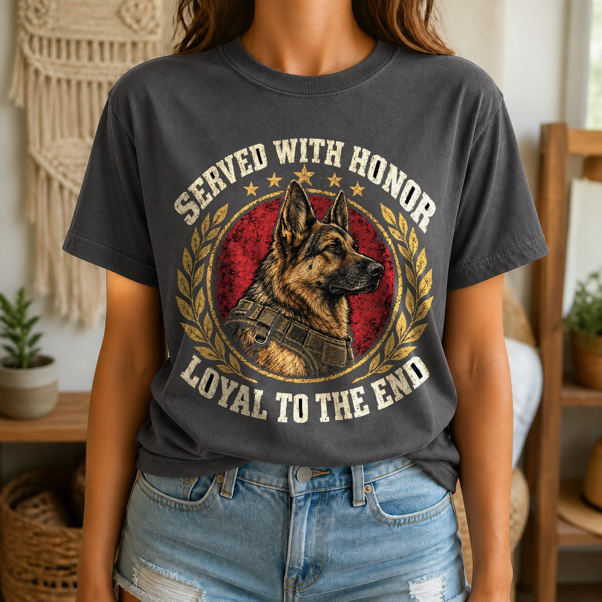 Loyal Vanguard Veteran Canine Badge Comfort Colors T-Shirt