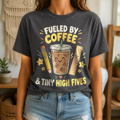 Tiny High Fives Comfort Colors T-Shirt, Teacher Graphic