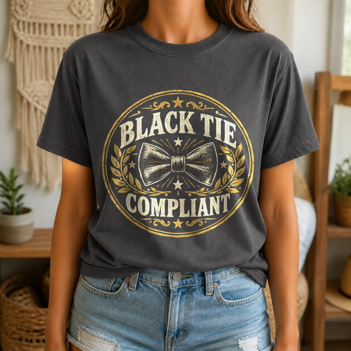 Comfort Colors T-Shirt, Black Tie Compliant Novelty Graphic Tee