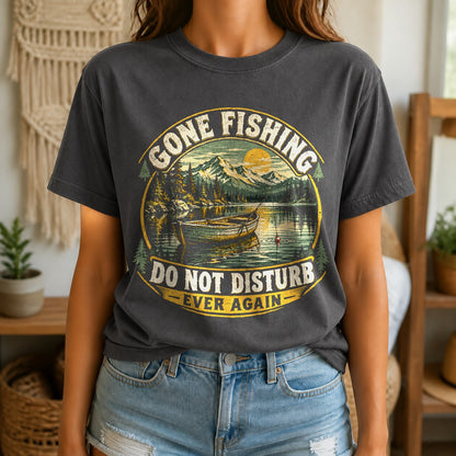 Gone Fishing Forever Comfort Colors T-Shirt, Lake Retirement Tee