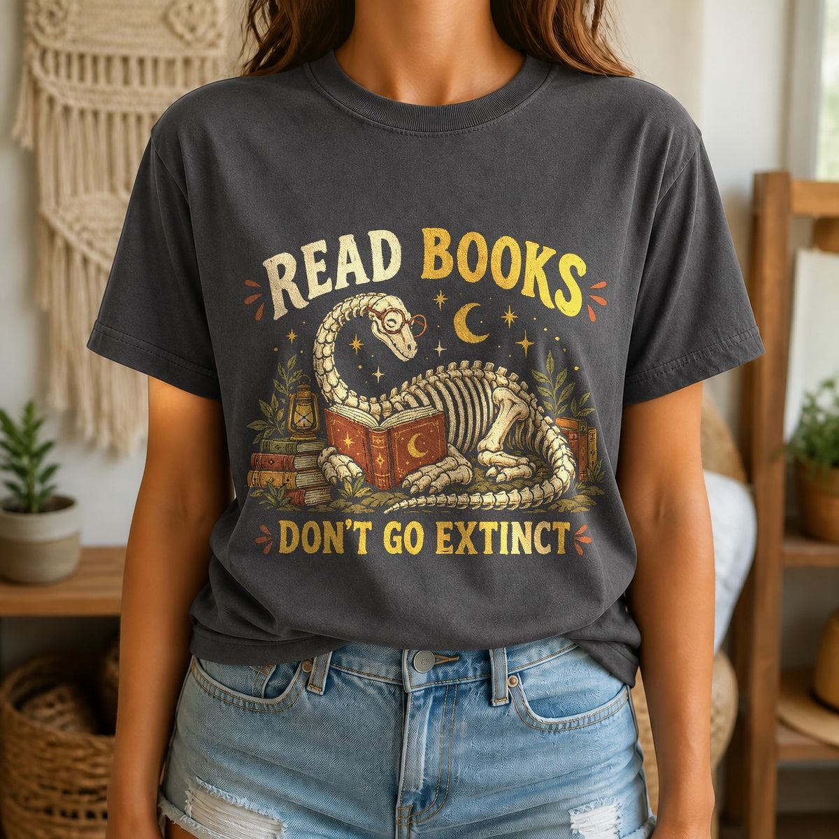 Comfort Colors T-Shirt, Read Books Dinosaur Graphic Tee