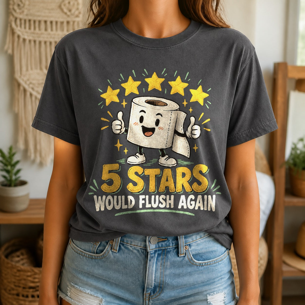 Five Star Review Comfort Colors T-Shirt in Pepper